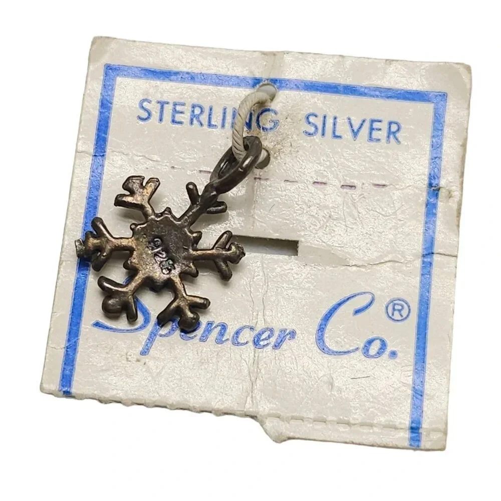 Spencer Co 925 Sterling Silver Snowflake Charm Pendant Vintage Needs Polish